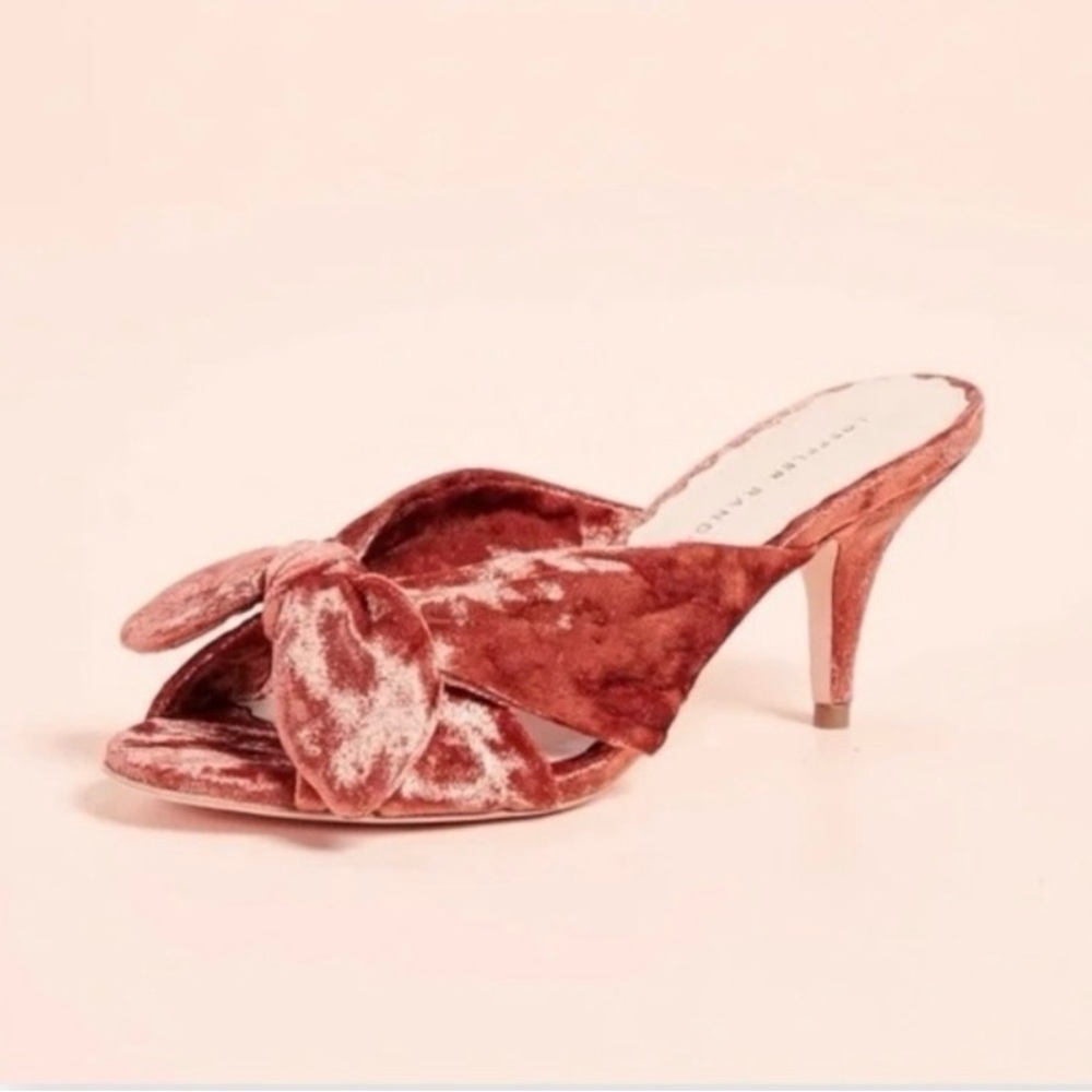 Loeffler Randall Luisa Knotted Kitten Heel Sandals in Brisque Velvet